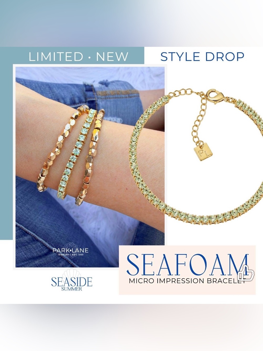 Park Lane “Seafoam” Micro Impression Bracelet! BNIB! Limited Style Drop!!